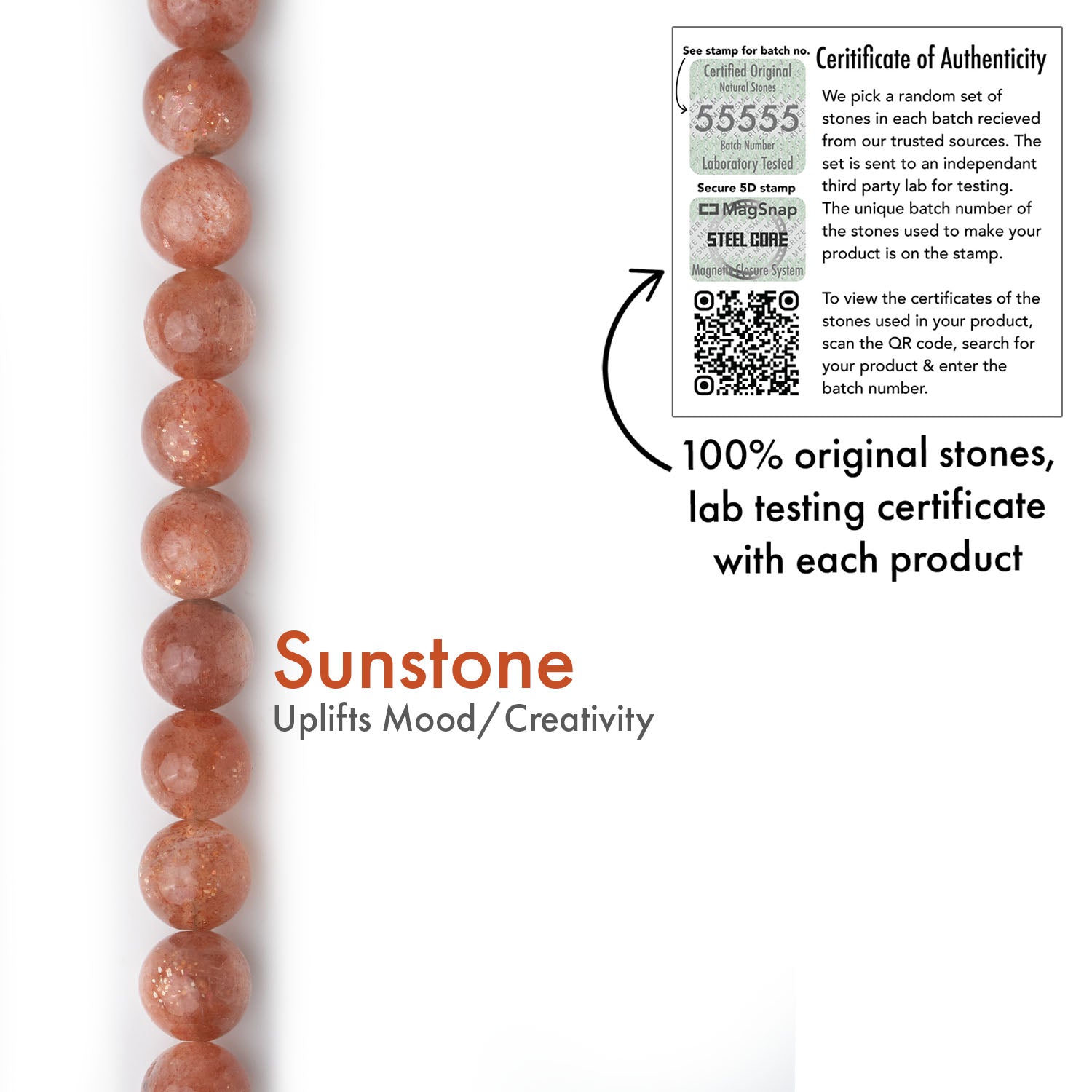 Positivity Sunstone(Suryakant Mani) Natural Stone Bracelet with Magsnap 2