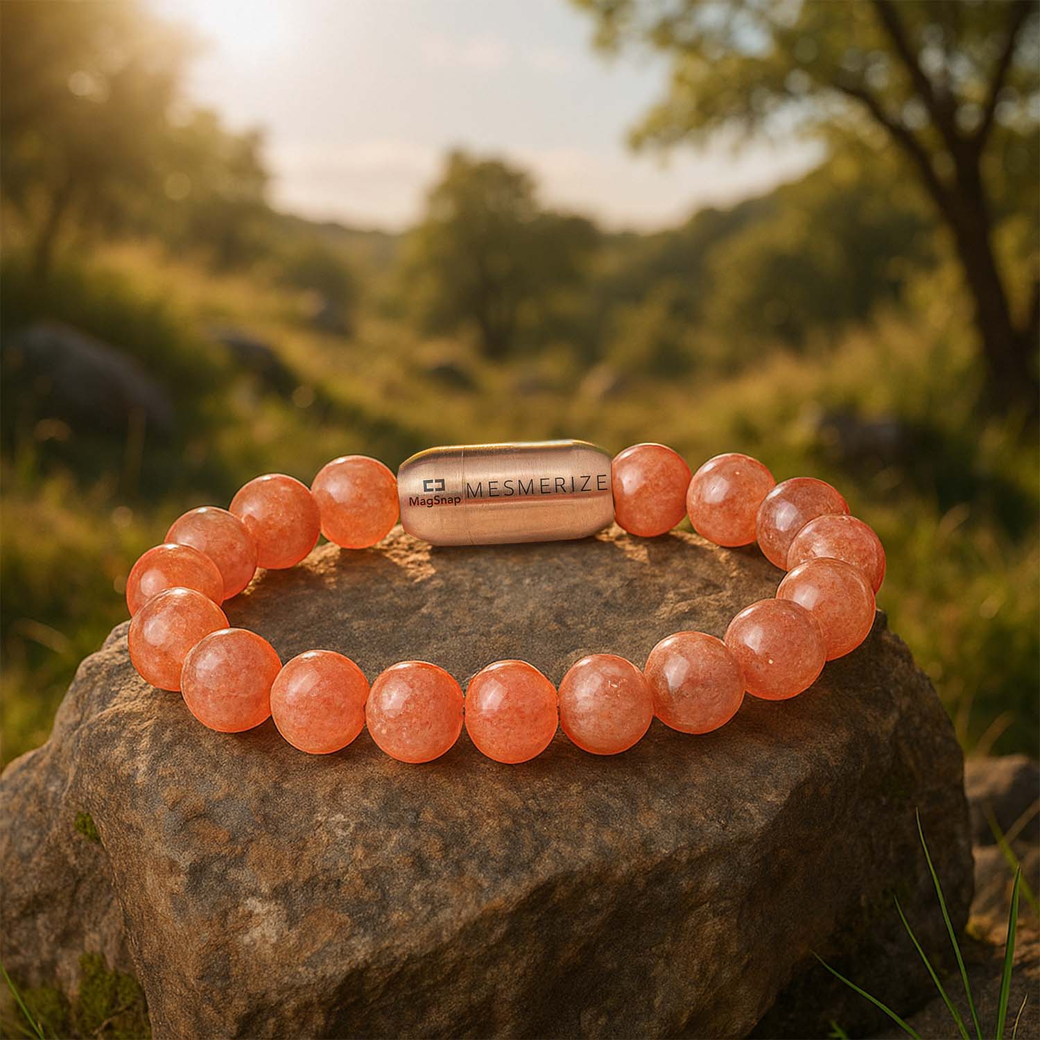 Positivity Sunstone(Suryakant Mani) Natural Stone Bracelet with Magsnap 2