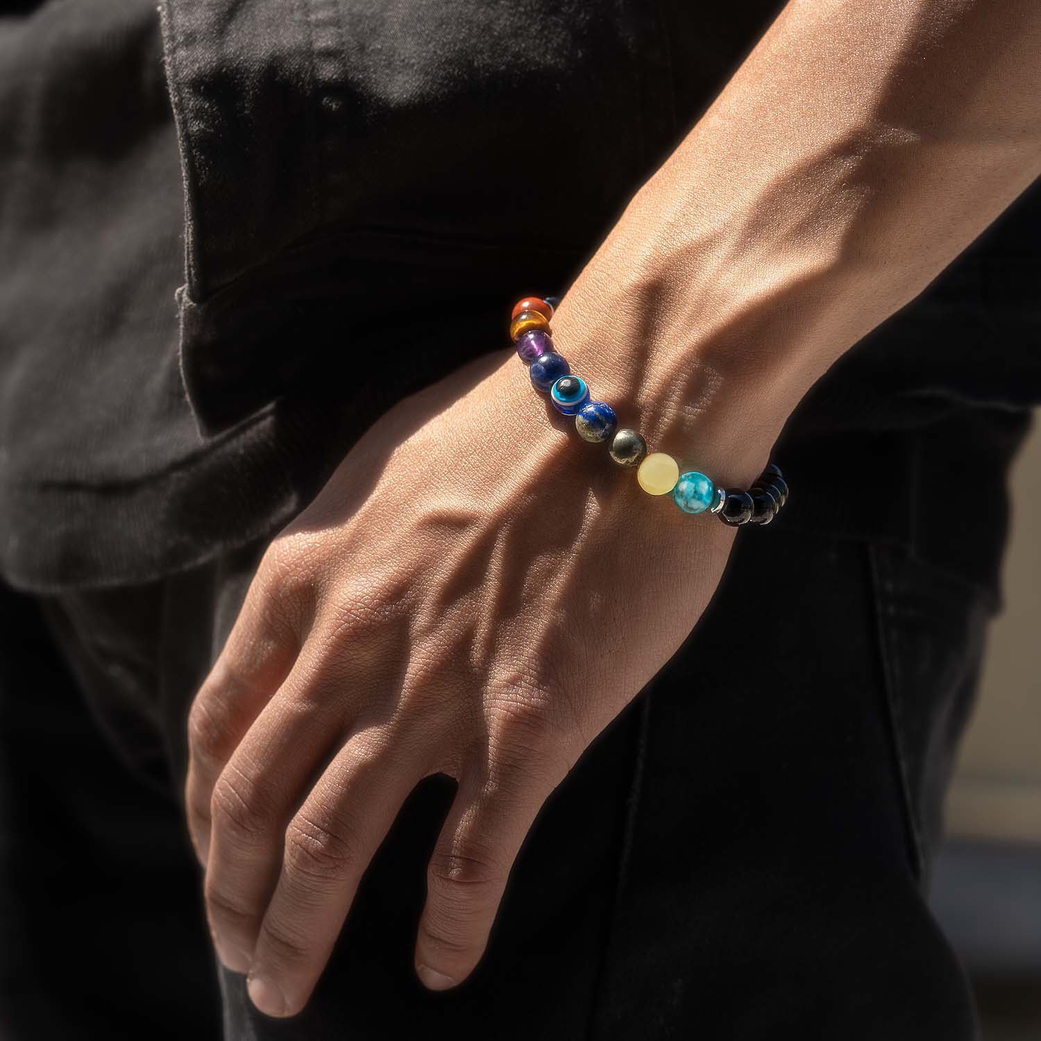 Natural Stone Jewellery Super 9 Chakra Natural Stone Bracelet with Magsnap