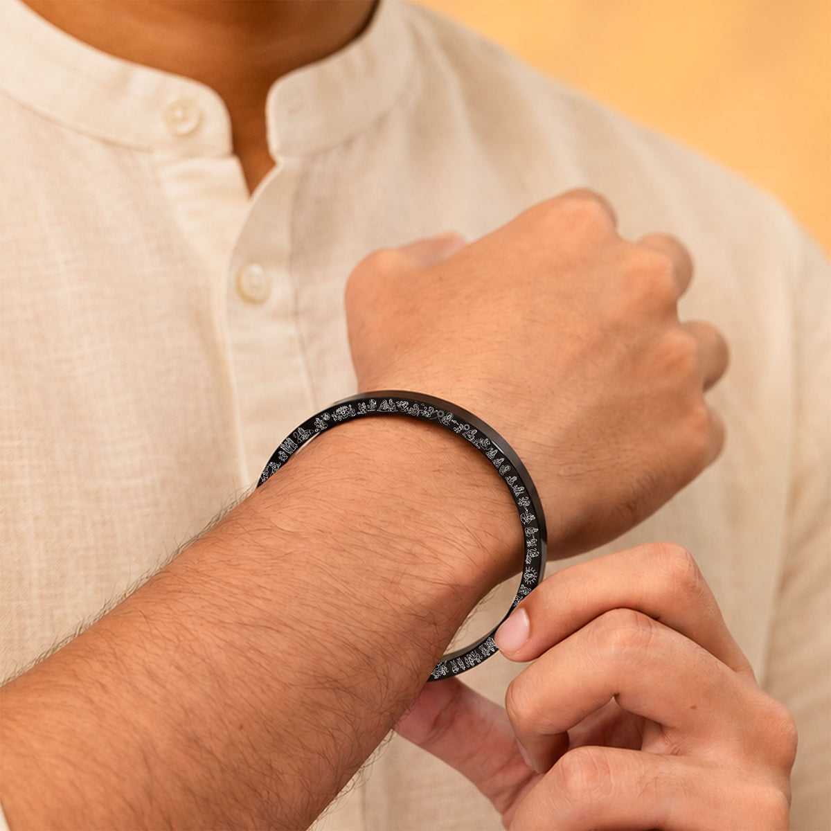 Tales Of Hanumanji MicroCarved Thick Kada Black