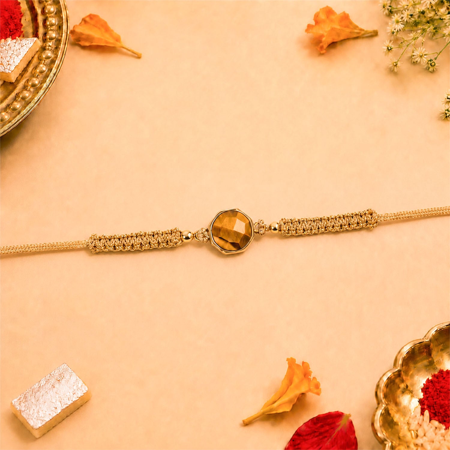 Tiger Eye 11 Carat Stone Rakhi