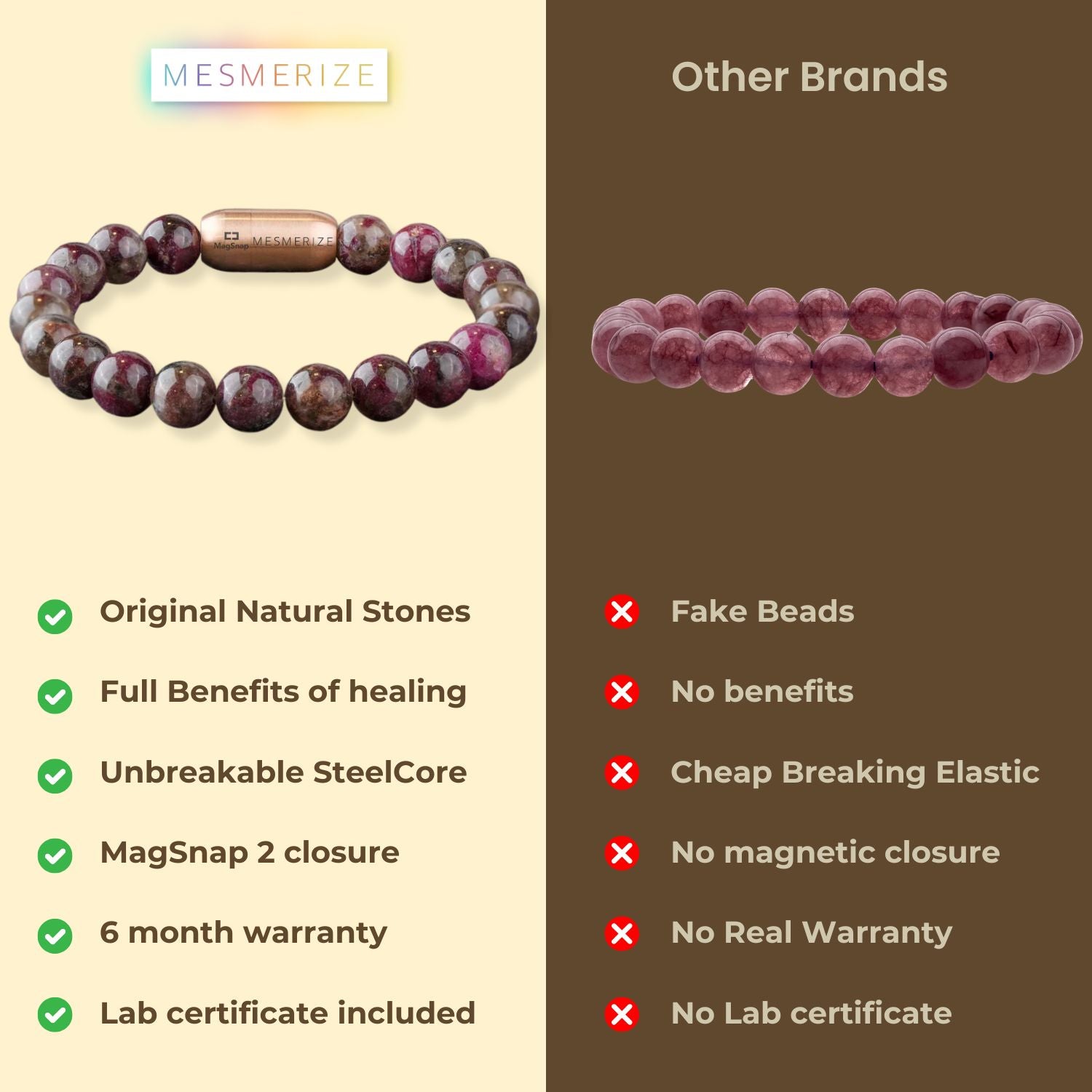Soothing Pink Tourmaline Natural Stone Bracelet with Magsnap 2