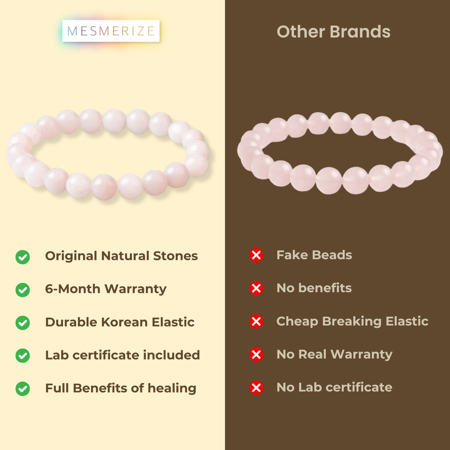 Solace Rose Quartz Natural Stone Elastic Bracelet