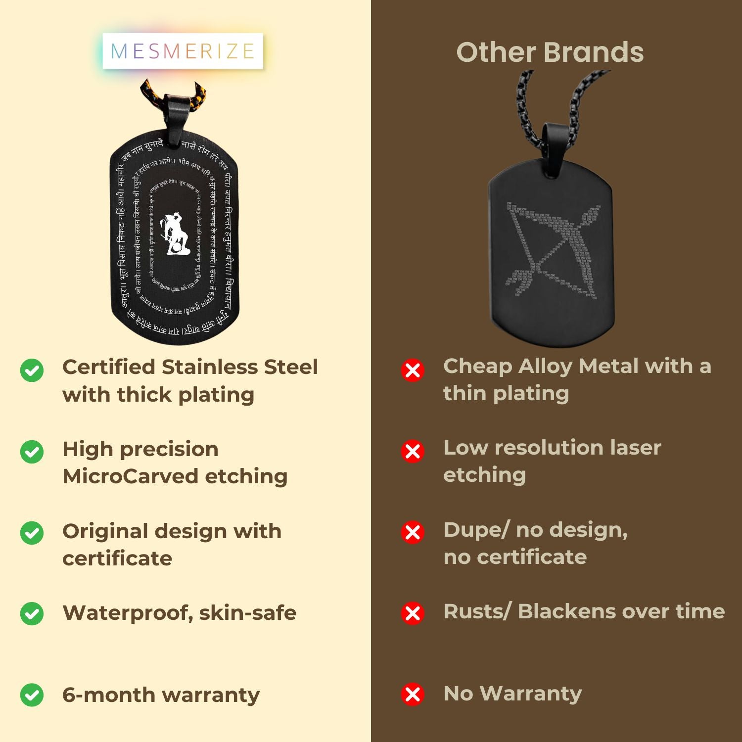 Positivity Hanuman Chalisa 9 Verse Silver Tag Necklace