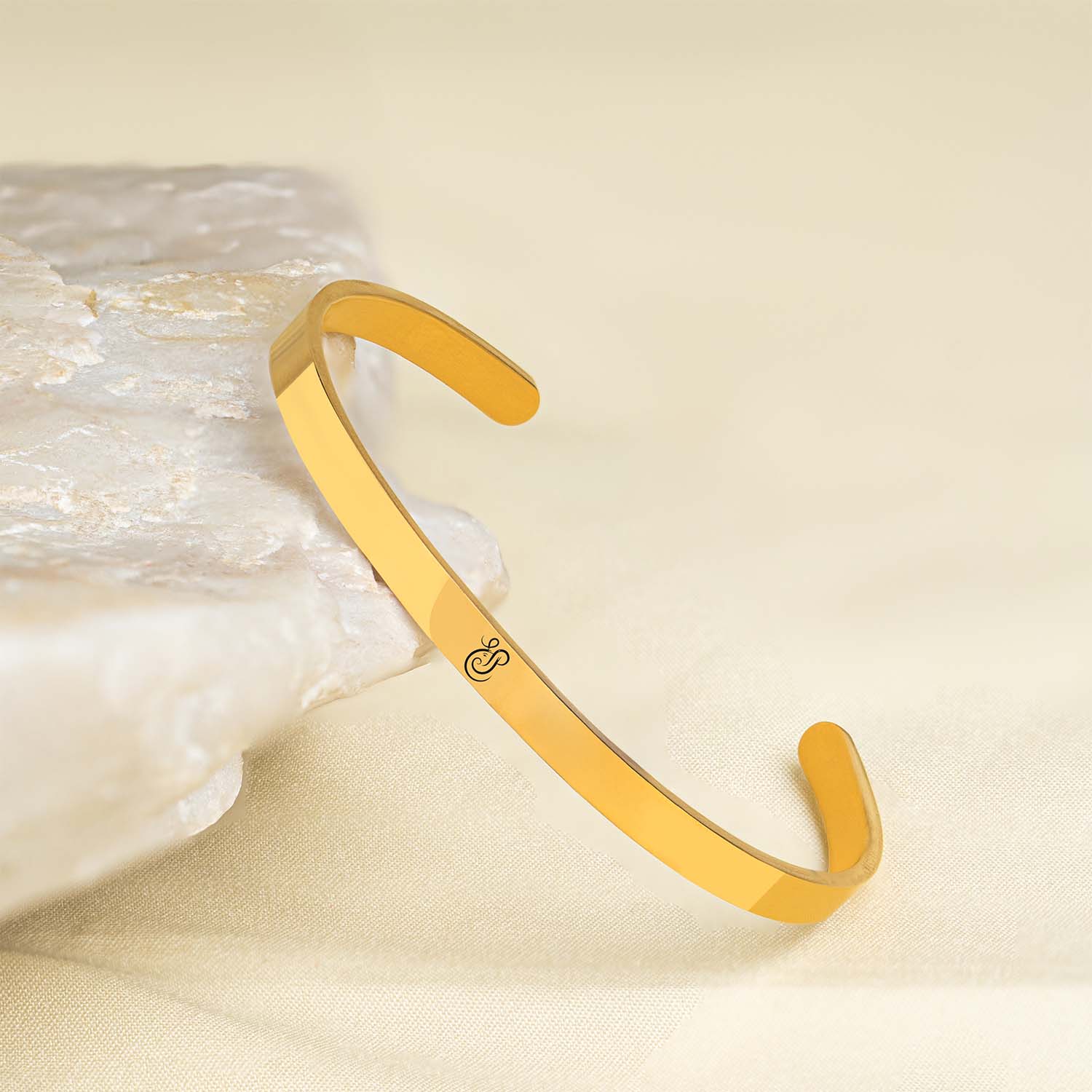 Vignaharta Ganpati Gloss Cuff Adjustable Bracelet Gold