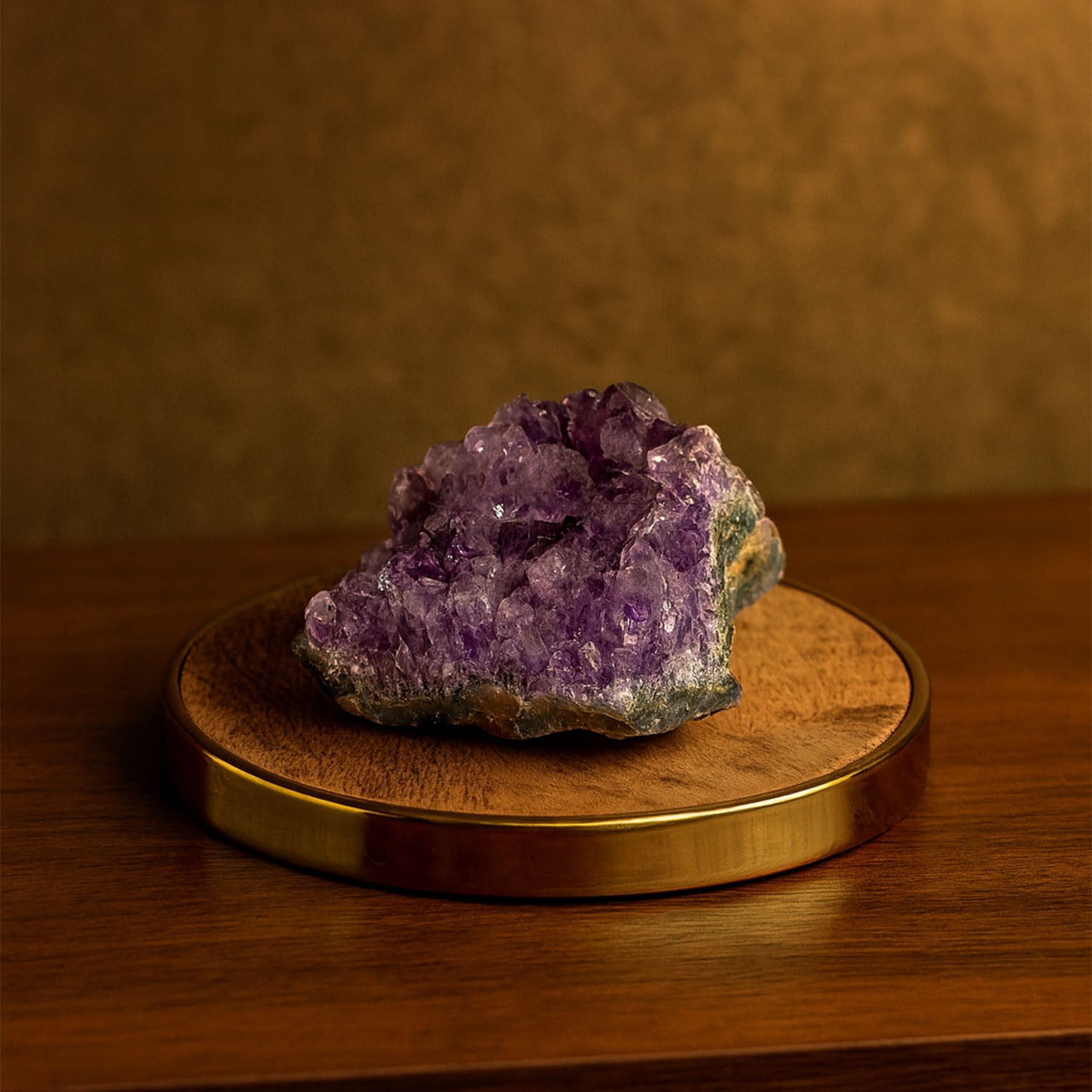 Wellness Amethyst Stone With Mango Wood Coaster