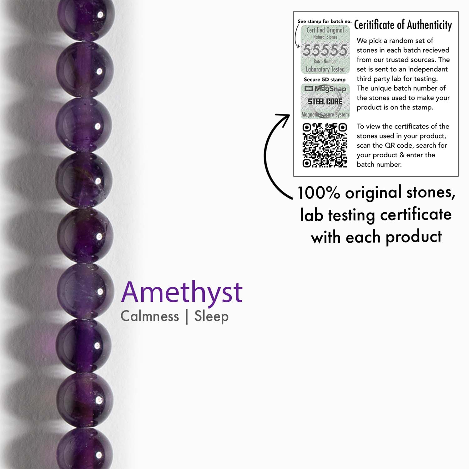 Natural Stone Jewellery Bracelet Amethyst MagSnap