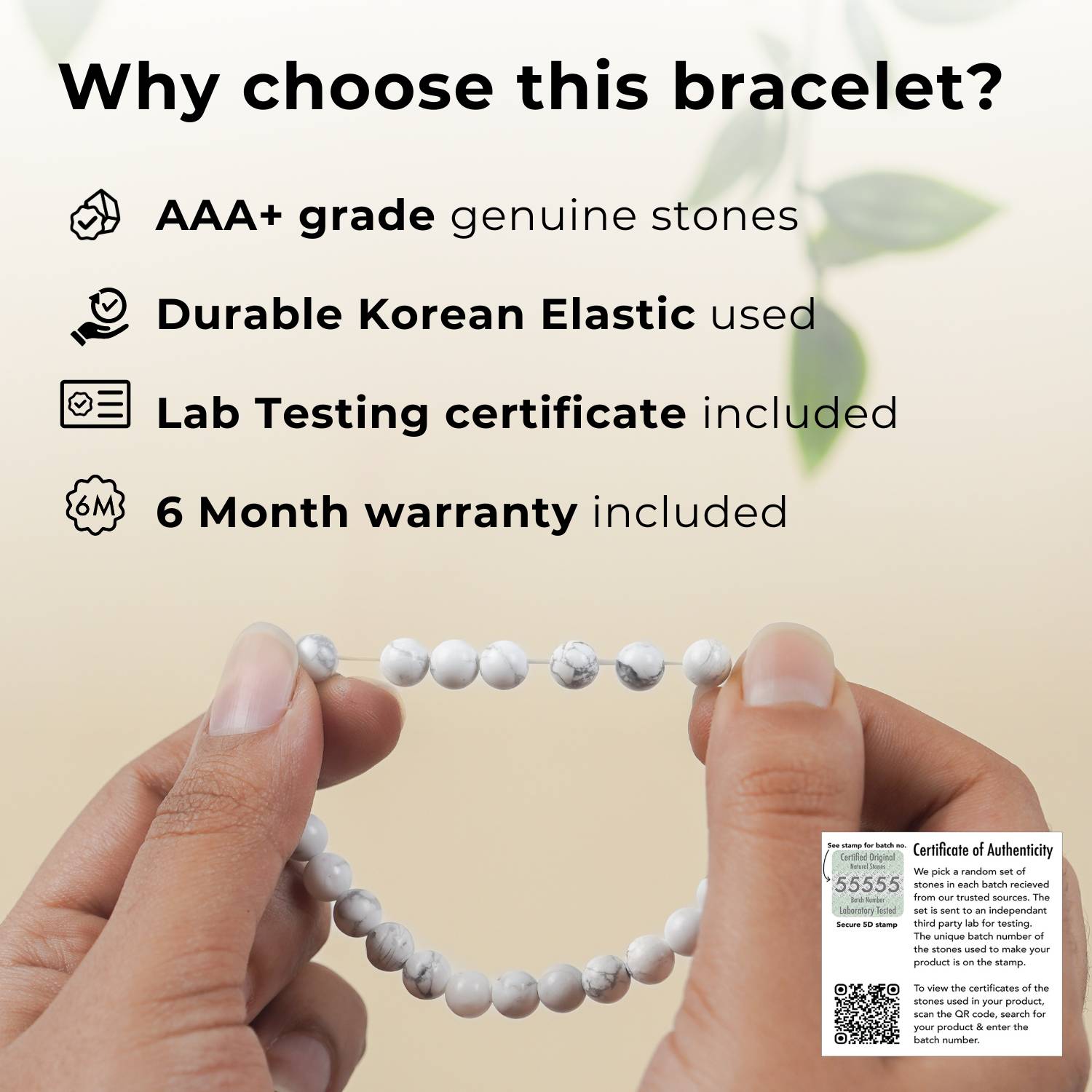 Non-Personalised Solace Rose Quartz 9 Chakra Natural Stone Elastic Bracelet