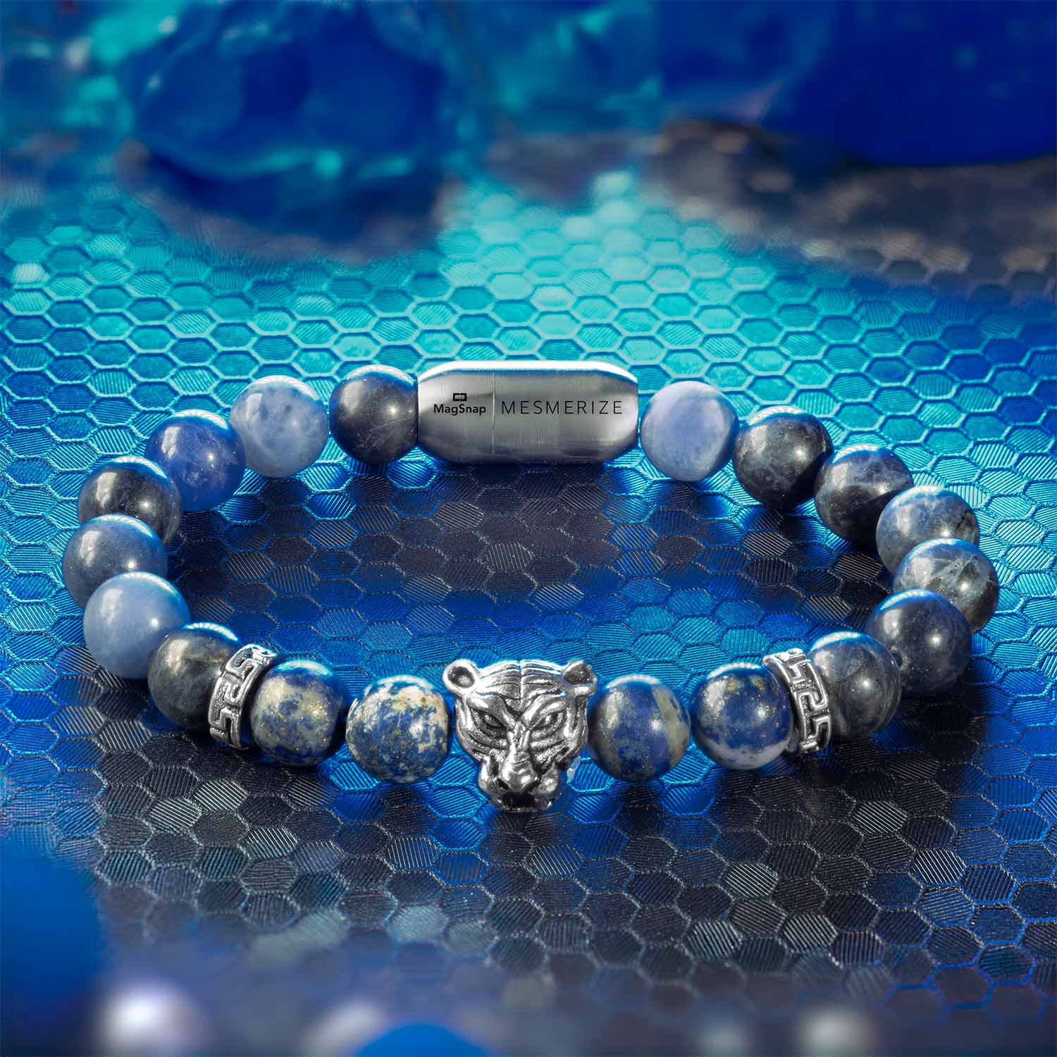 Natural Stone Jewellery Wisdom Lapis Lazuli Natural Stone Panther Bracelet With Magsnap