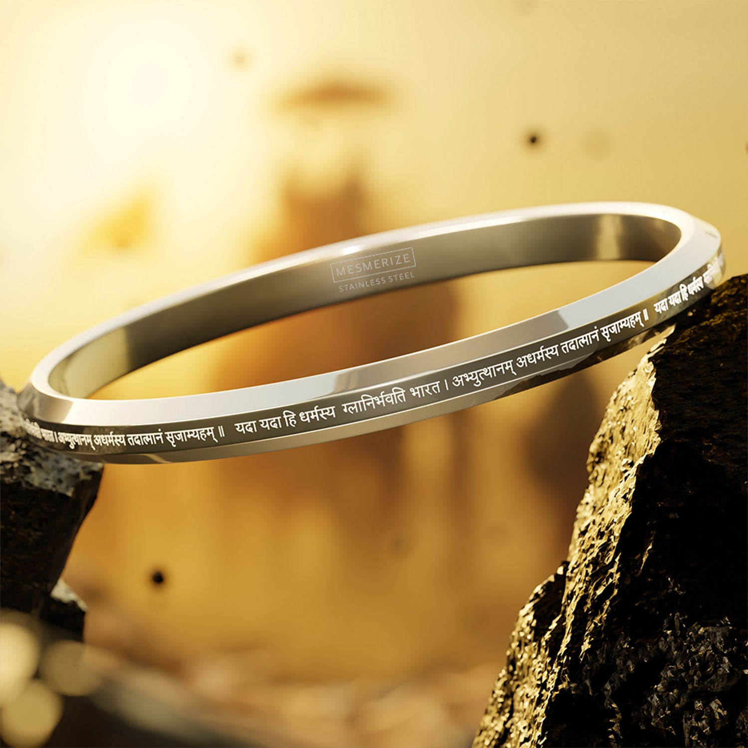 Yada Yada Hi Dharmasya Mahabharat MicroCarved Round Kada Silver