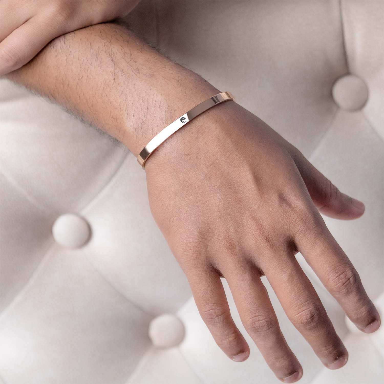 Yin Yang Gloss Cuff Adjustable Bracelet Rose Gold