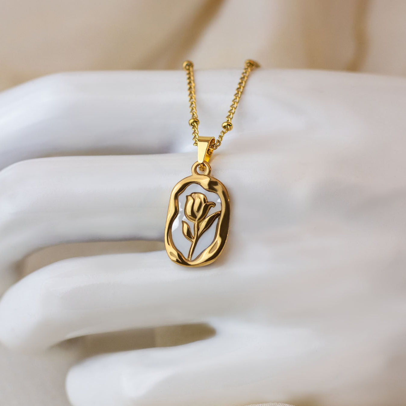 W Premium Jewellery Gold MOP Belle Rose Necklace