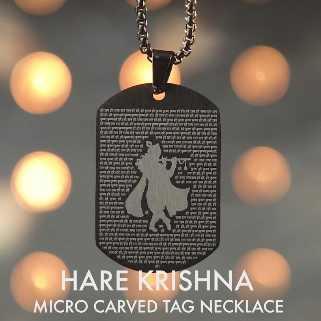 Hare Krishna Tag Necklace Black