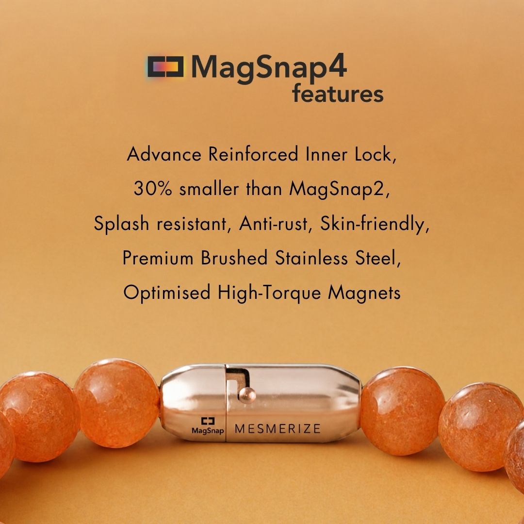Soulful Strawberry Quartz Natural Stone Bracelet with MagSnap