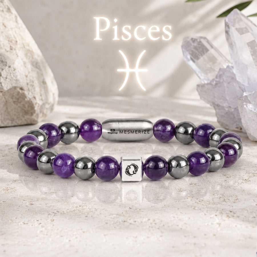 Pisces (Meen) Zodiac Stone Bracelet with MagSnap