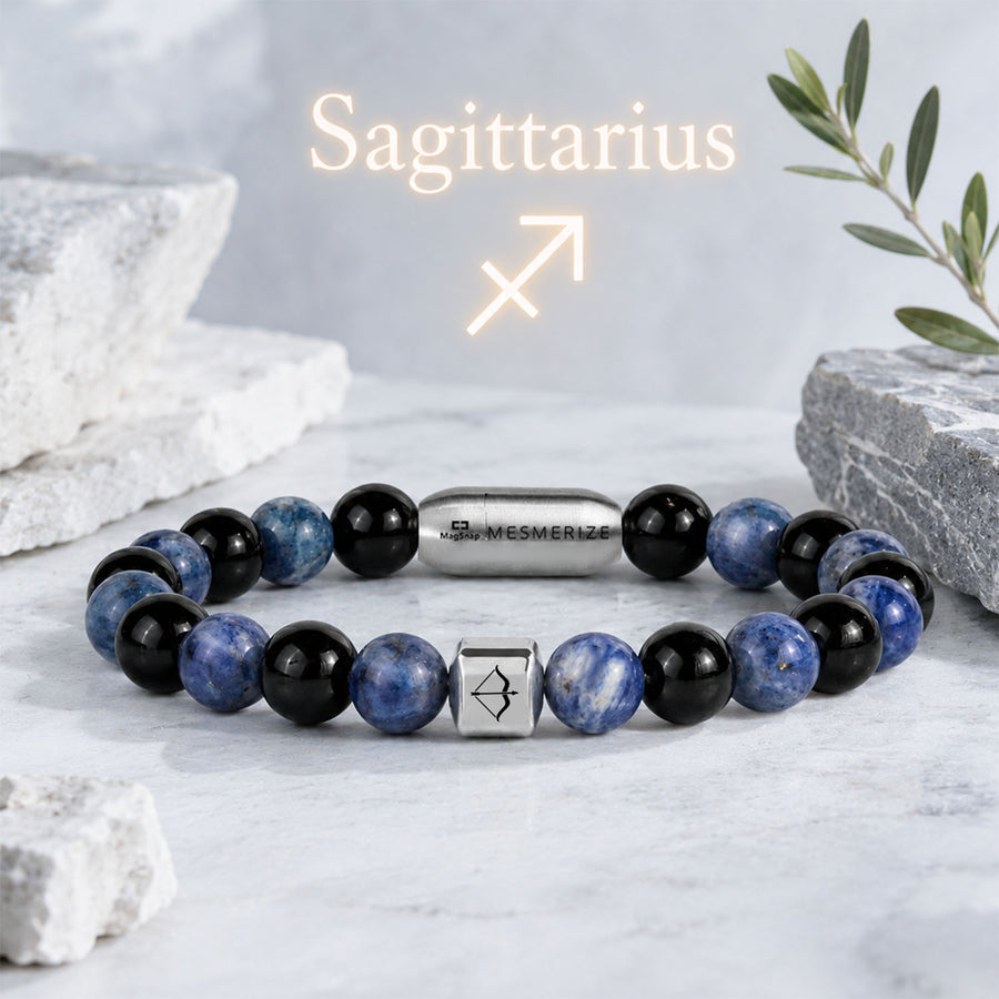 Sagittarius (Dhanu) Zodiac Stone Bracelet with MagSnap
