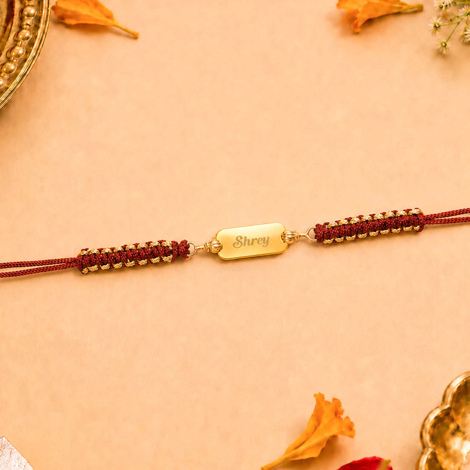 Personalized Hanuman Gada Pure Silver Plated Rakhi