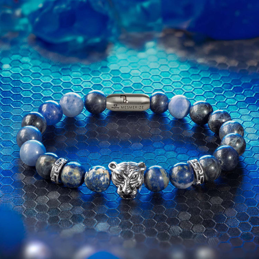 Wisdom Lapis Lazuli Natural Stone Panther Bracelet With MagSnap 4