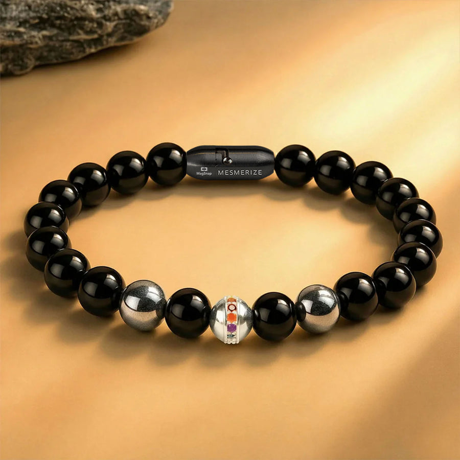 Pure 925 Silver 7 Chakra And Hematite Natural Stone Bracelet With MagSnap 4