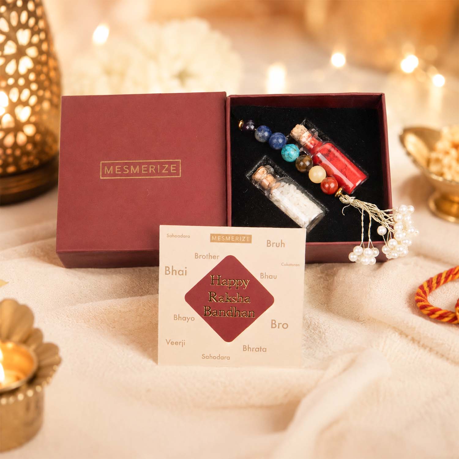 Balance 7 Chakra Lumba Sister & Bhabhi Natural Stone Rakhi Hamper