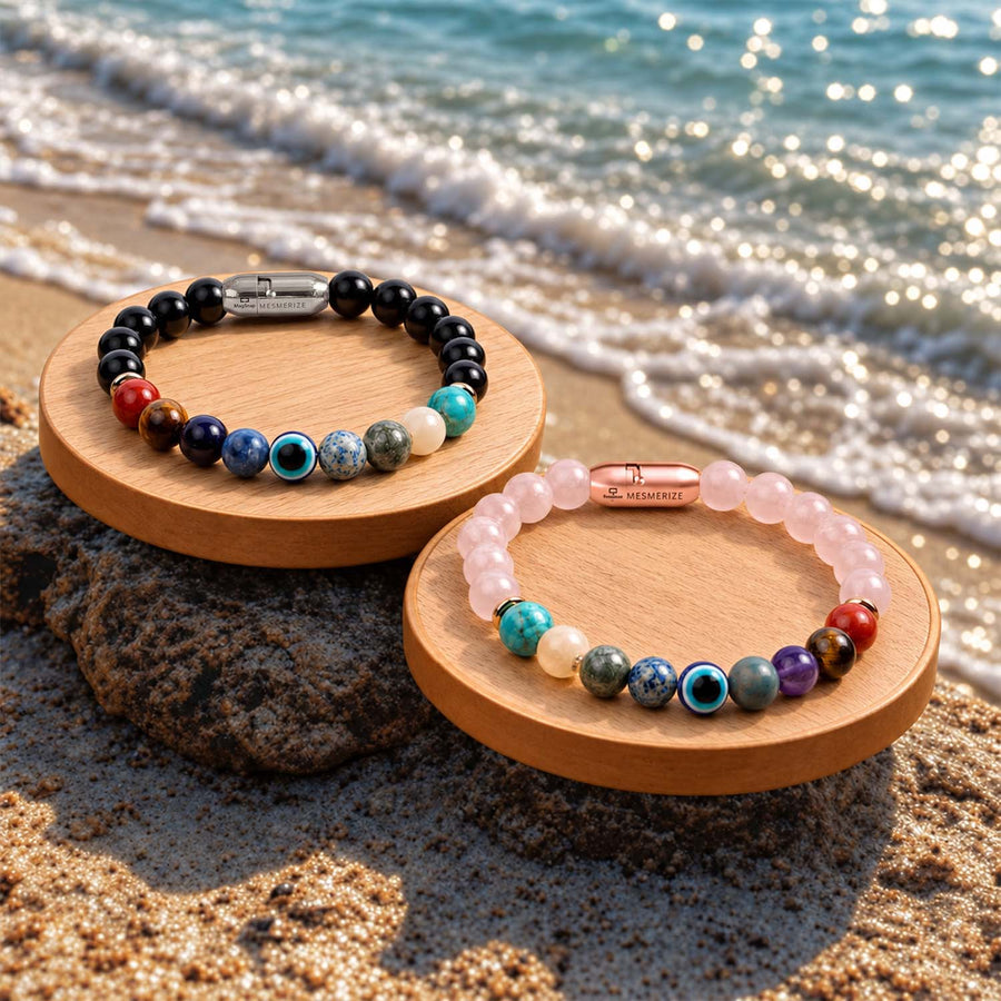 9 Chakra Natural Stone Couple Bracelets with Magsnap 4