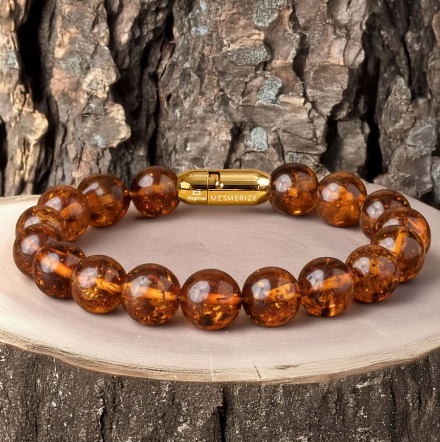 Celestial Warmth Amber Natural Stone Bracelet with MagSnap 4