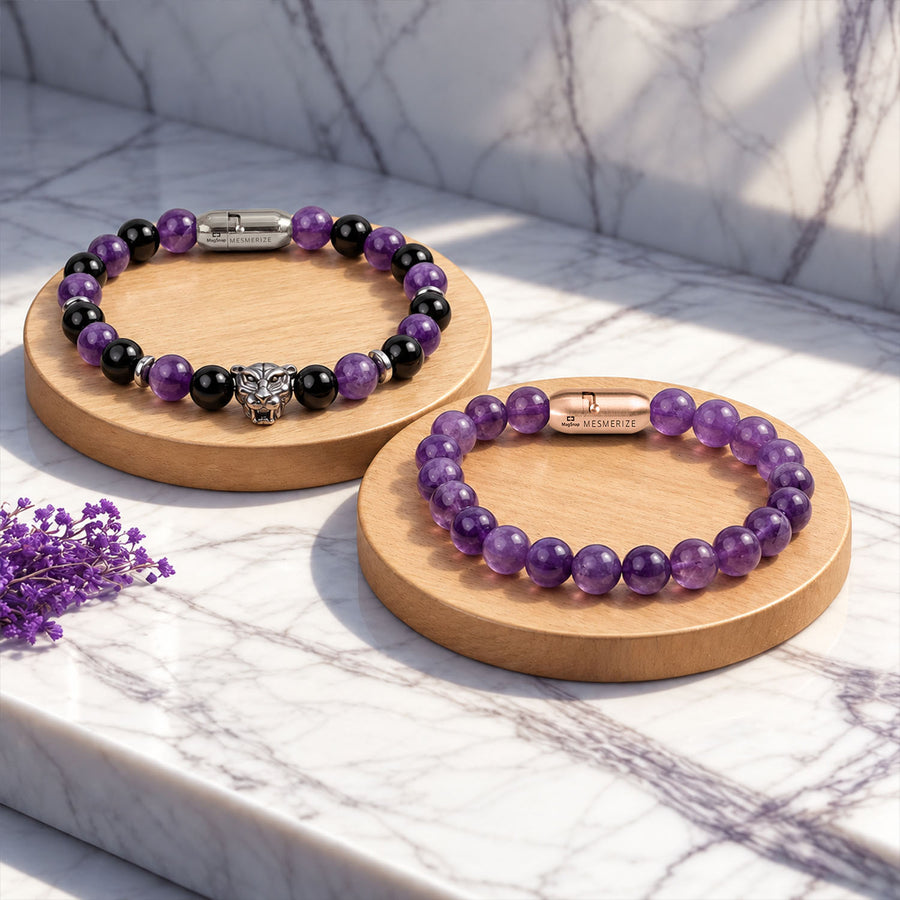 Amethyst Natural Stone Couple Bracelet with Magsnap 4