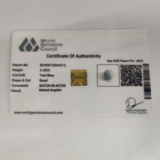 Angelite lab certificate 14