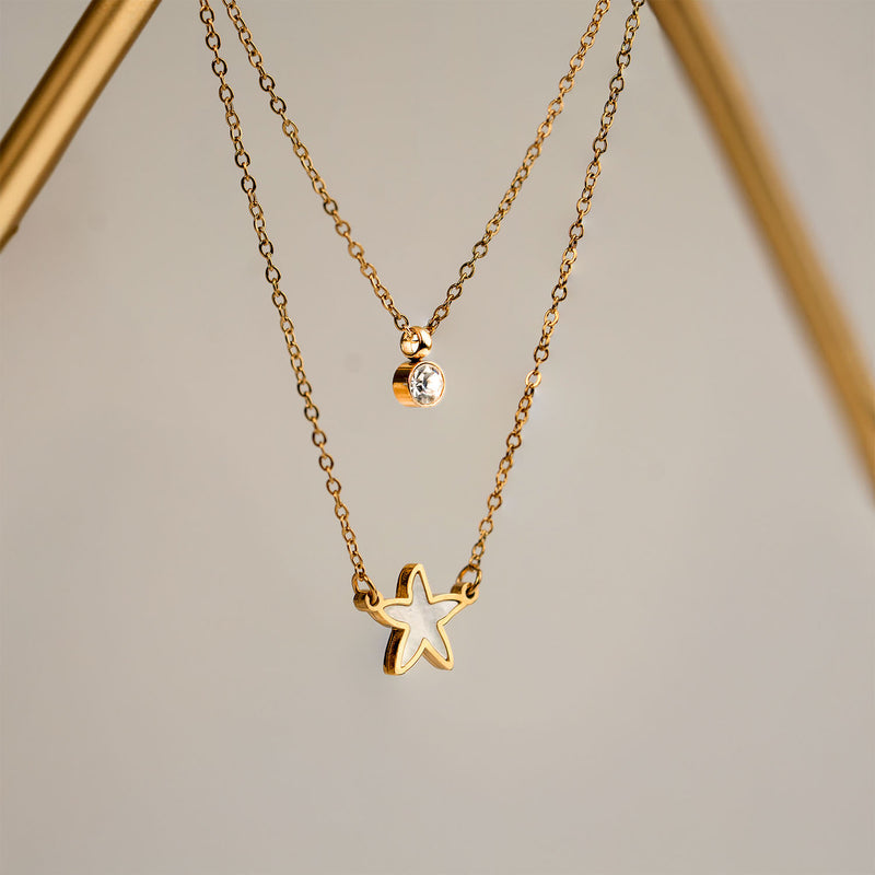 Ariel Layered MOP Star Necklace