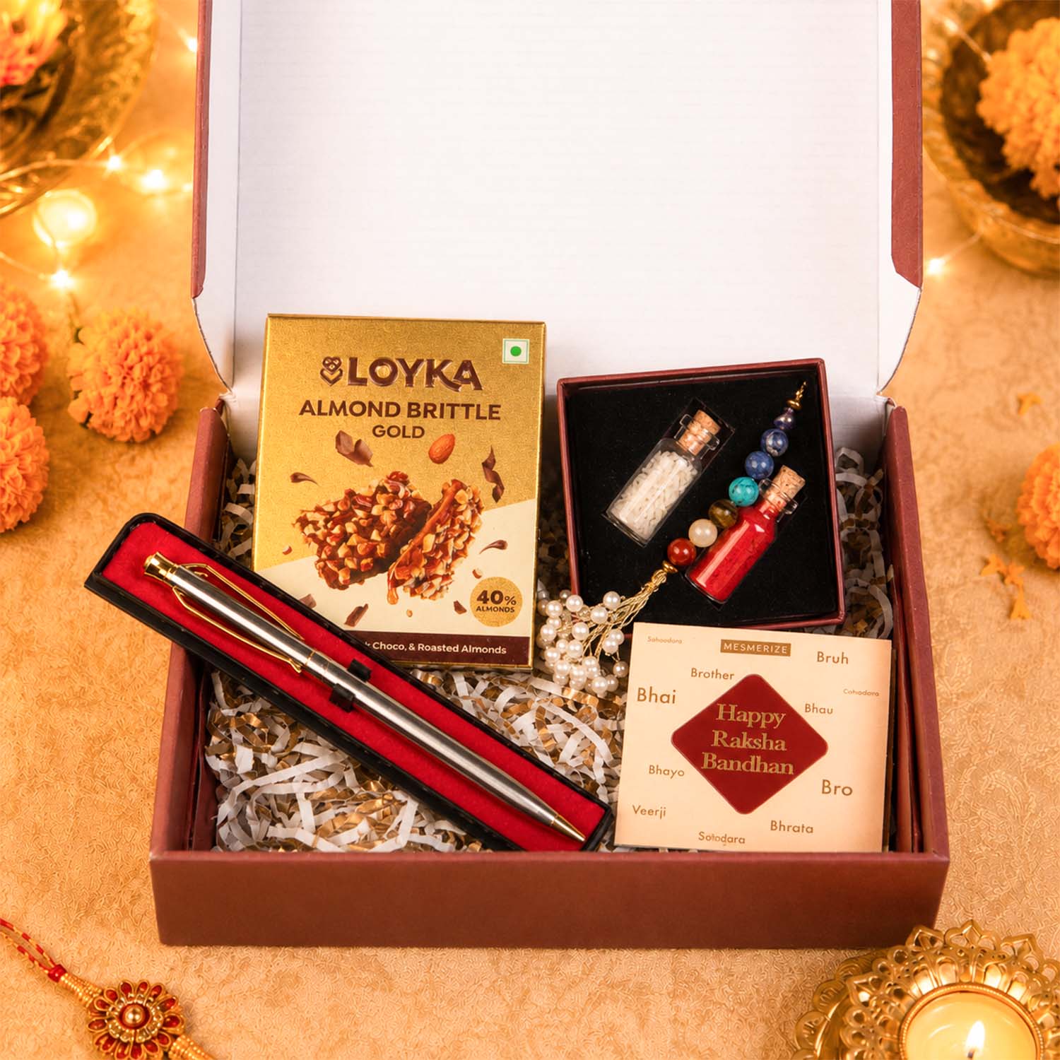 Balance 7 Chakra Lumba Sister & Bhabhi Natural Stone Rakhi Hamper