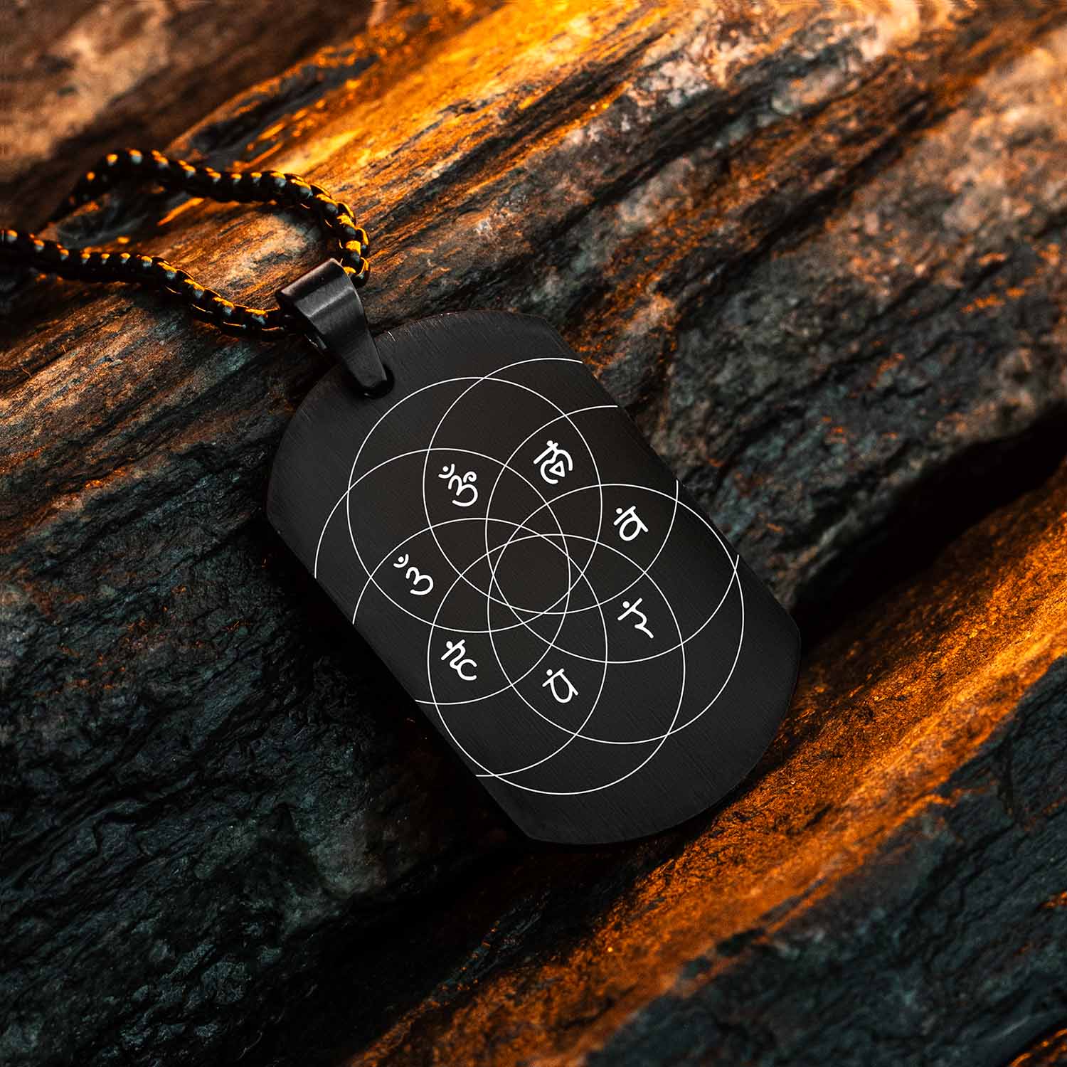 Balance 7 Chakra Tag Necklace Black