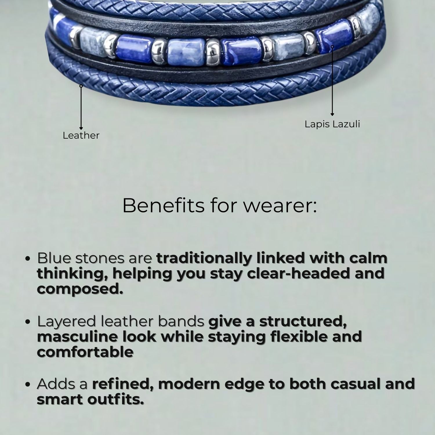 Wisdom Lapis Barrel Beads NeoLeather Bracelet With MagSlide