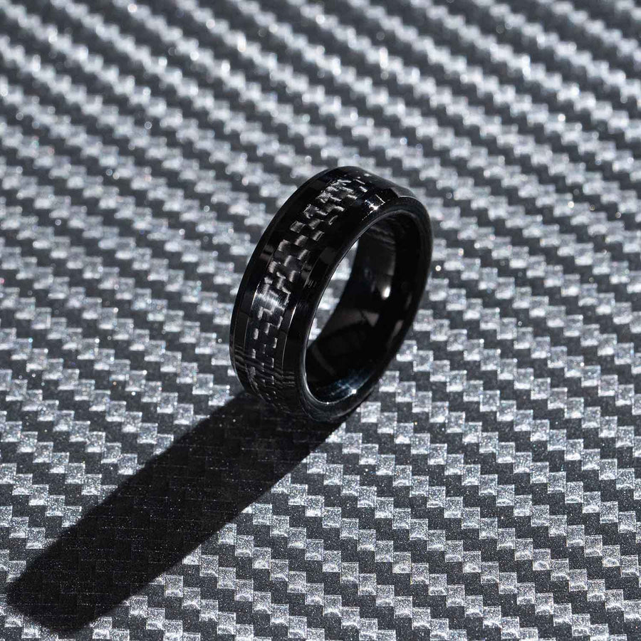 Black Carbon fiber Octane Ring