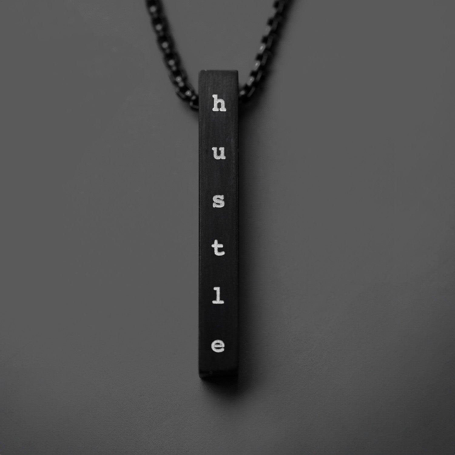 Black Hustle Motivational Bar Necklace