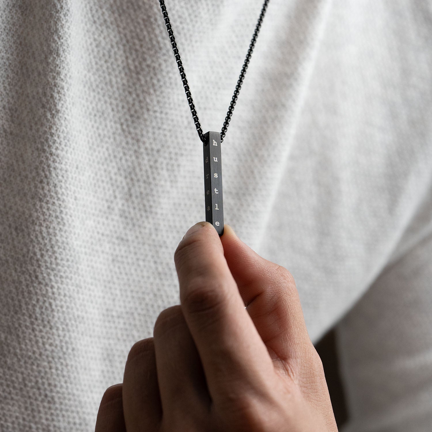 Black Hustle Motivational Bar Necklace