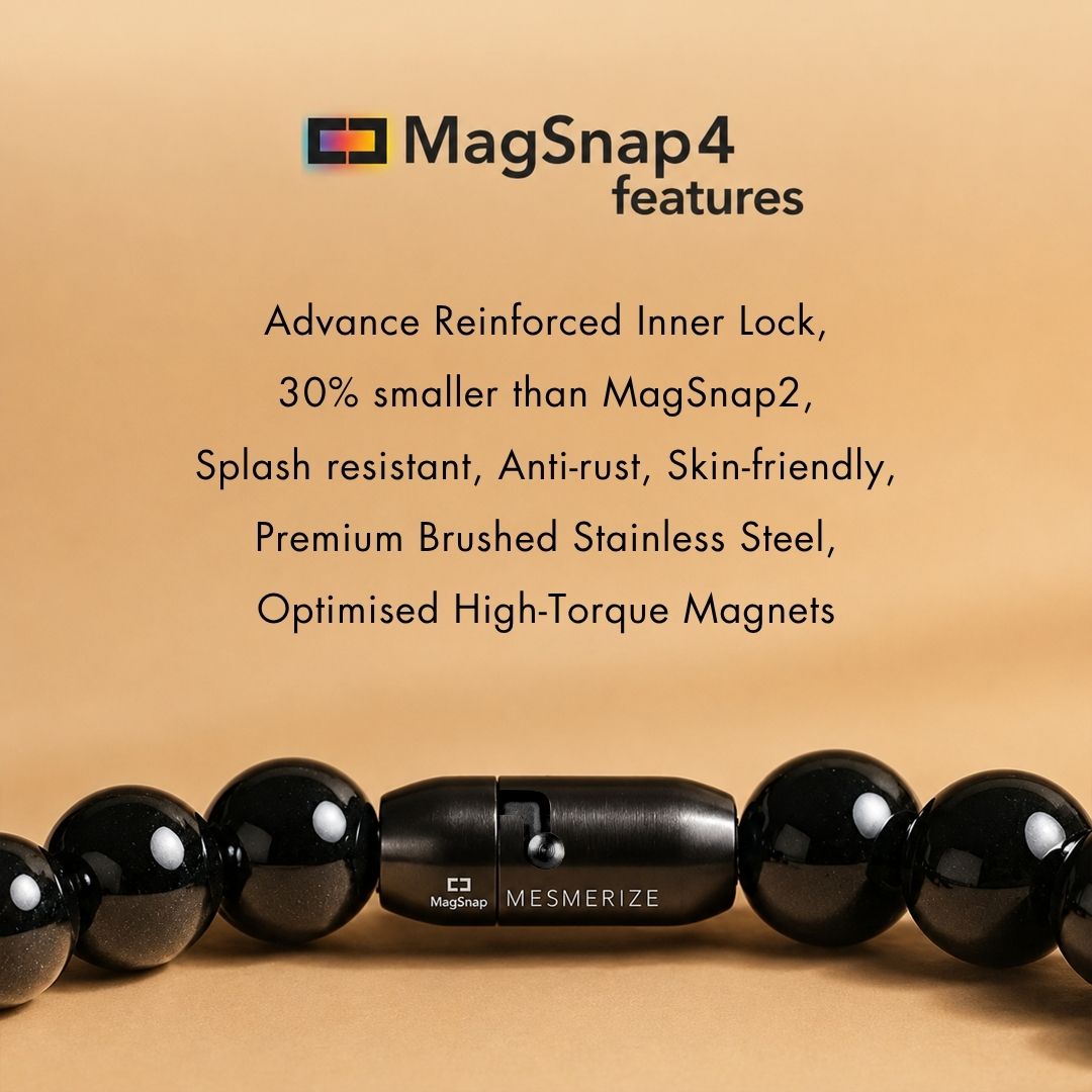 Harmonic African Turquoise & Black Obsidian Natural Stone Bracelet with Magsnap 2