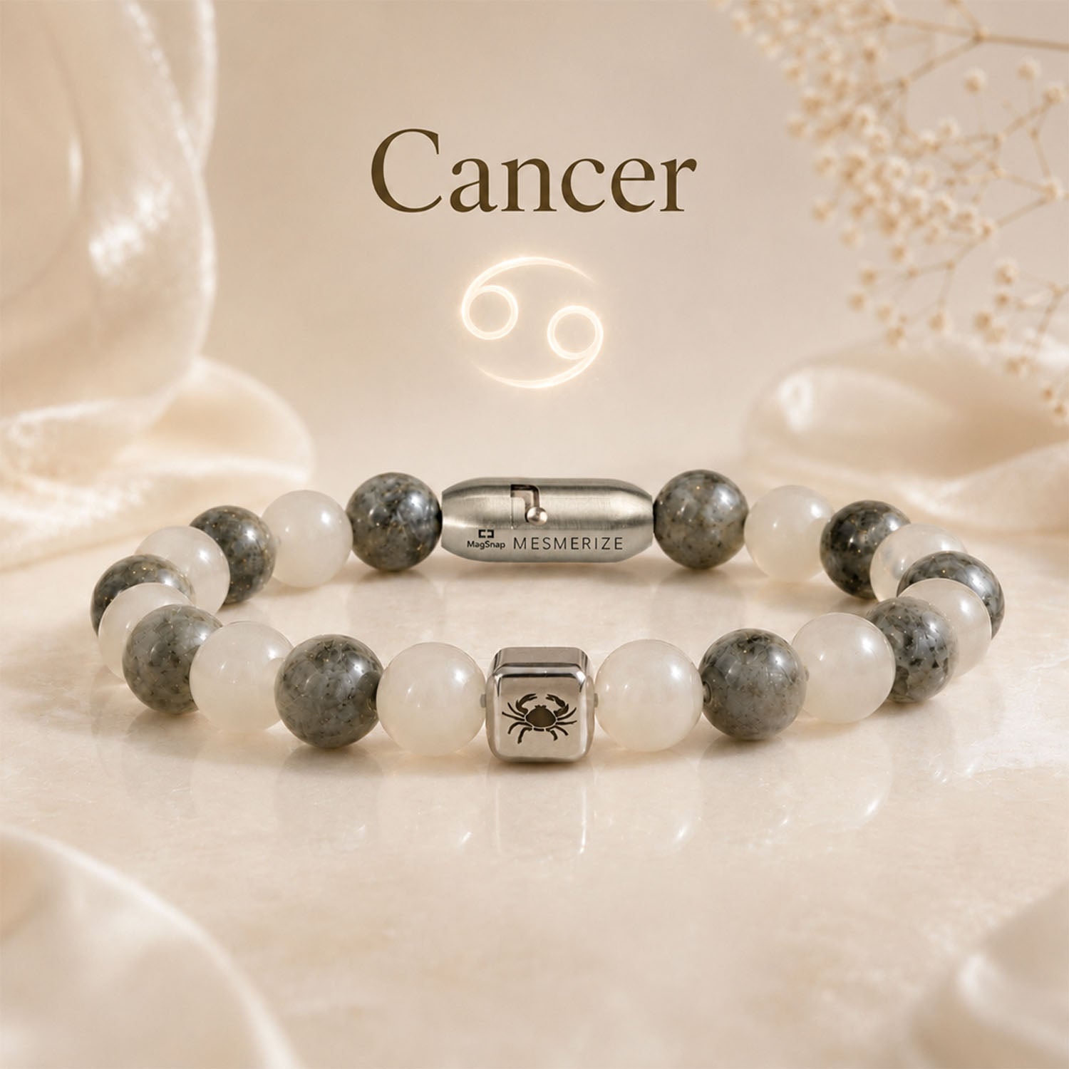Cancer (Kark) Zodiac Stone Bracelet with MagSnap 4