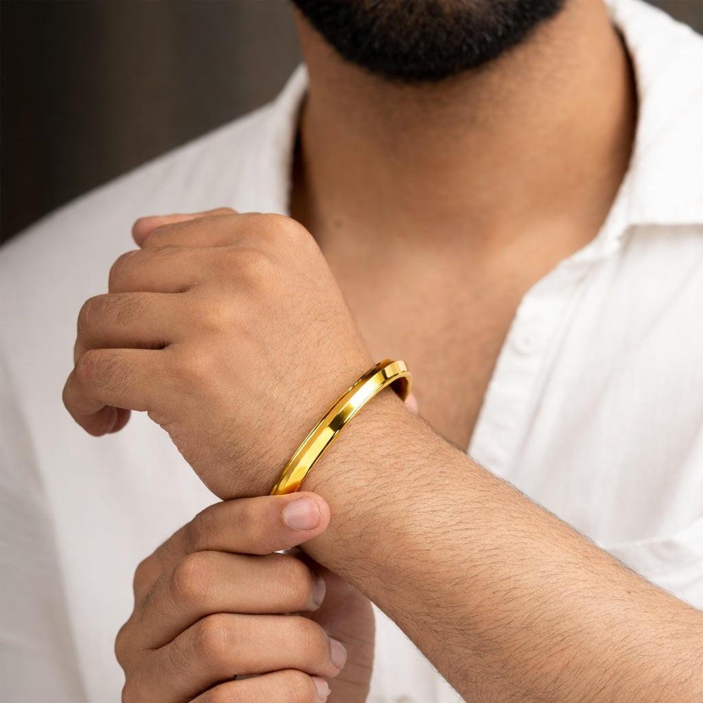 Round Edge Kada Gold