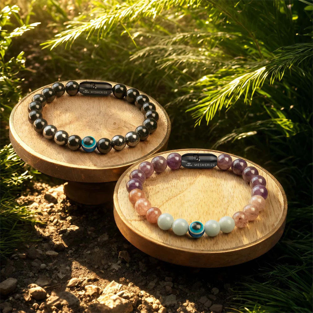 Evil Eye Natural Stone Couple Bracelets with Magsnap 2