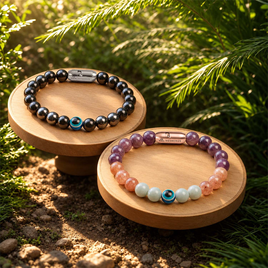Evil Eye Natural Stone Couple Bracelets with Magsnap 4