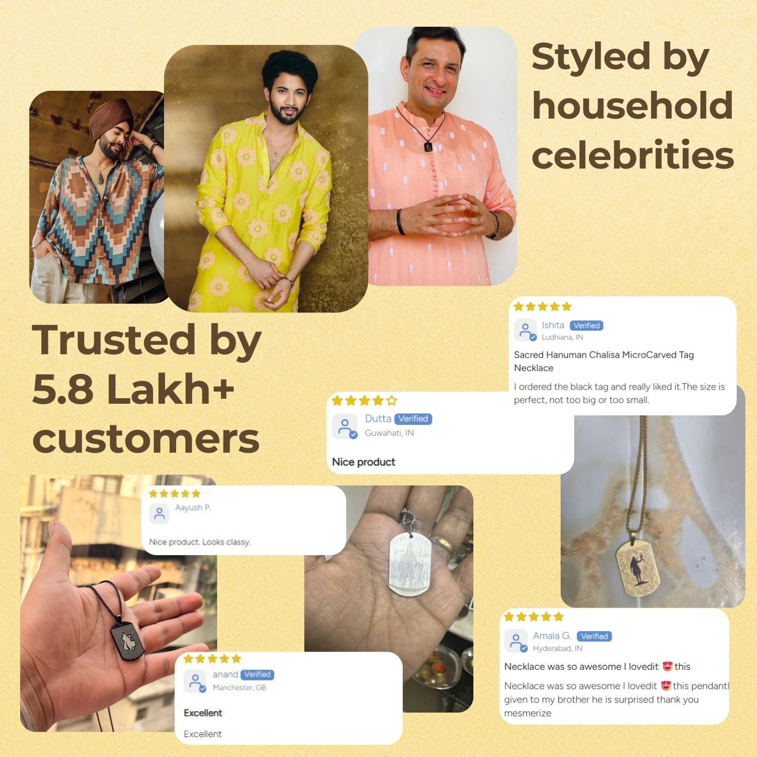 108 times Om Namah Shivay Tag Necklace Gold