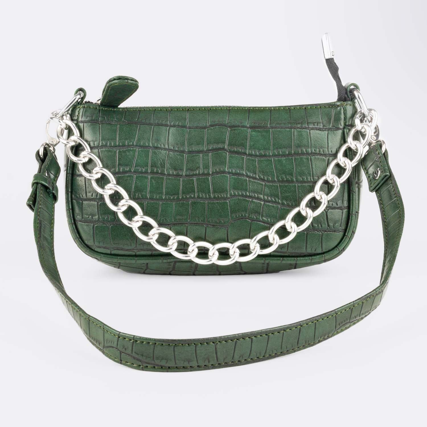 Bottle Green Baguette Sling Bag