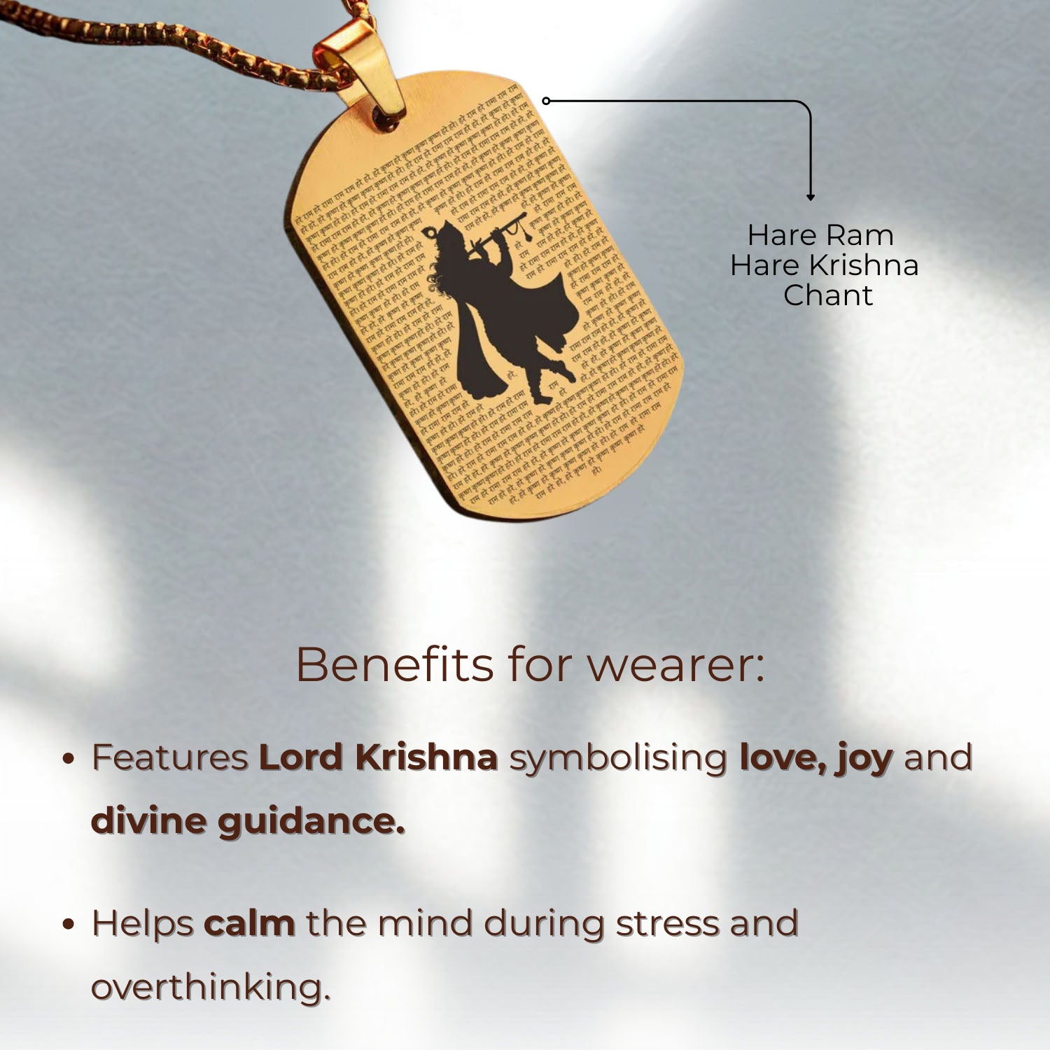 Hare Krishna Tag Necklace Black