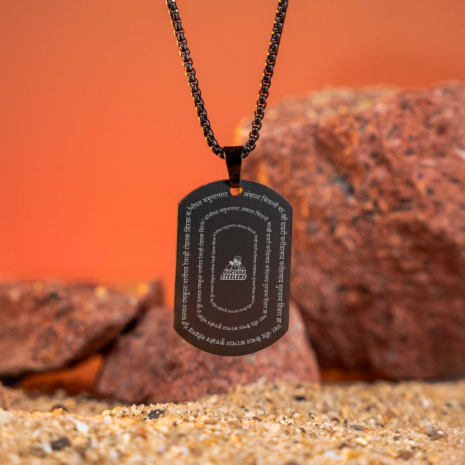 Haryana Districts Black Tag Necklace