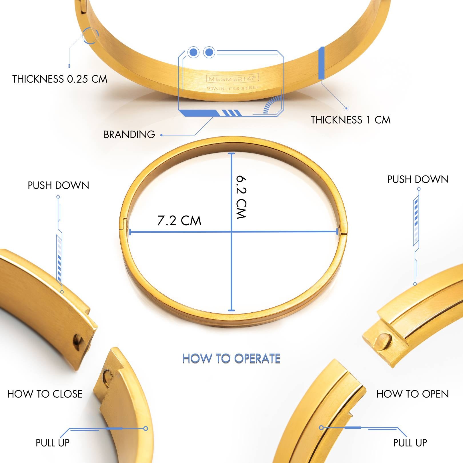 Personalised 7 Chakra Kada Bracelet Gold