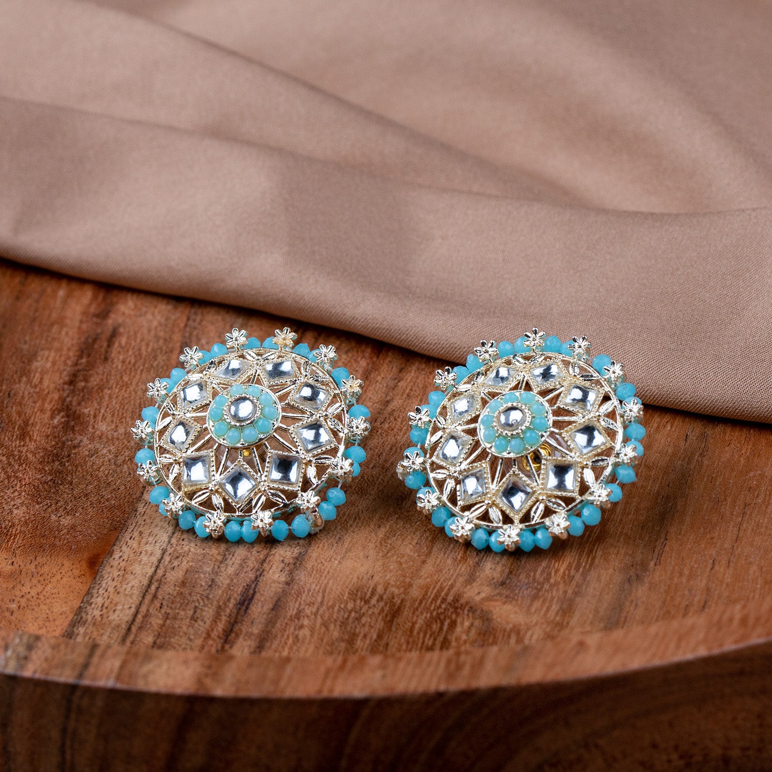 Sky Blue Kiara Kundan Earrings