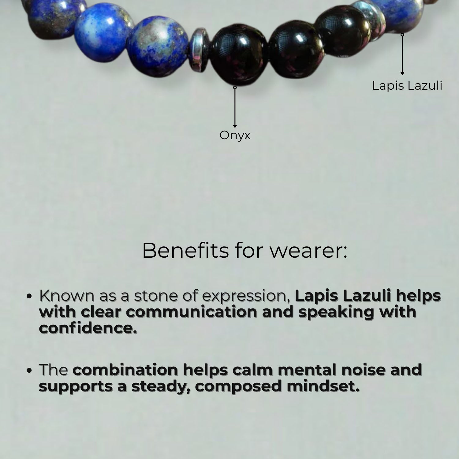 Knowledge Gloss Onyx And Lapis Lazuli Natural Stone Elastic Bracelet 