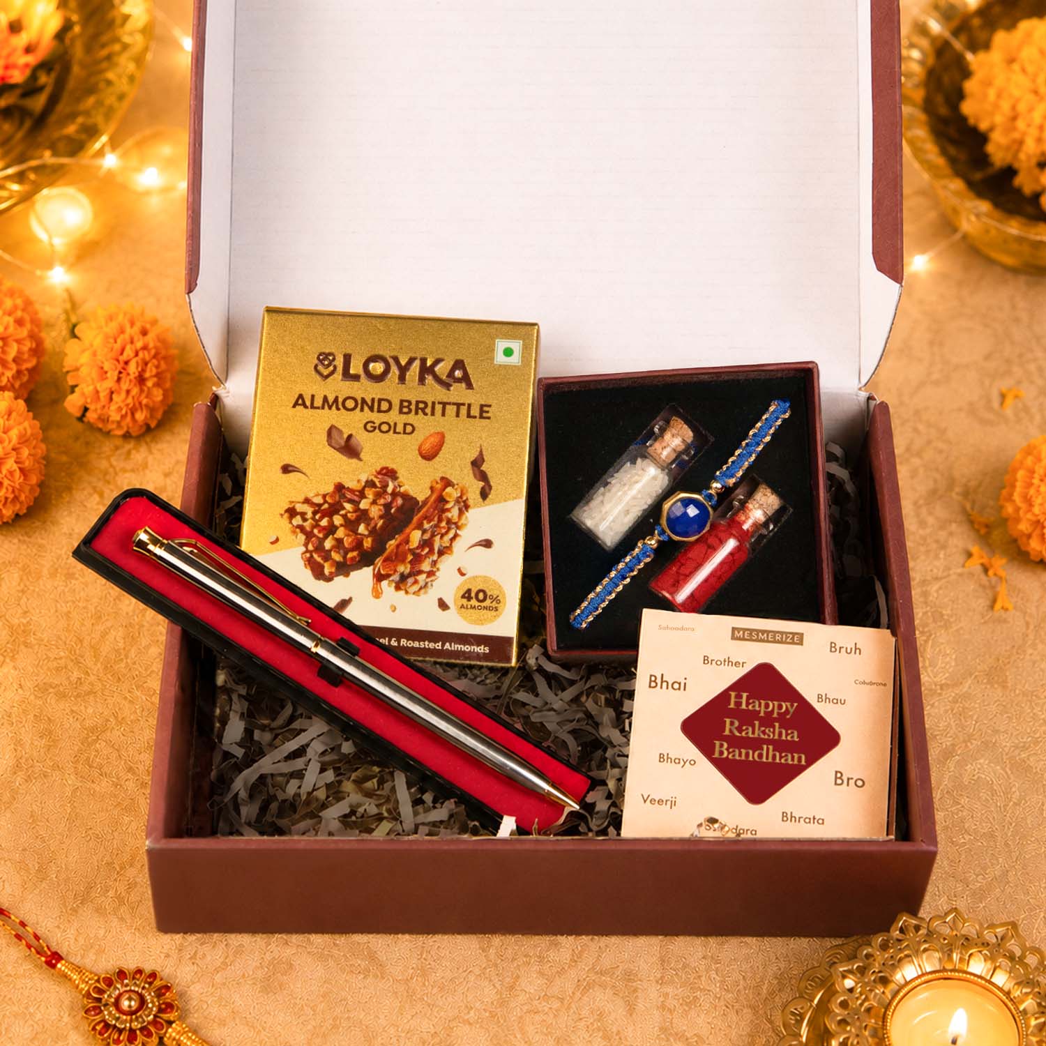 Lapis Lazuli 11 Carat Stone Rakhi Hamper