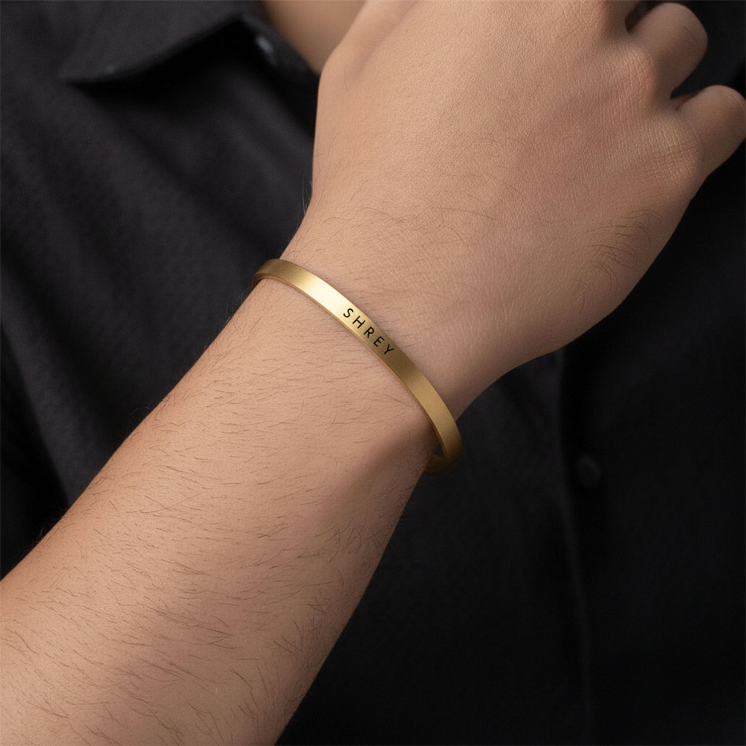 Matte Cuff Adjustable Bracelet Gold Personalised