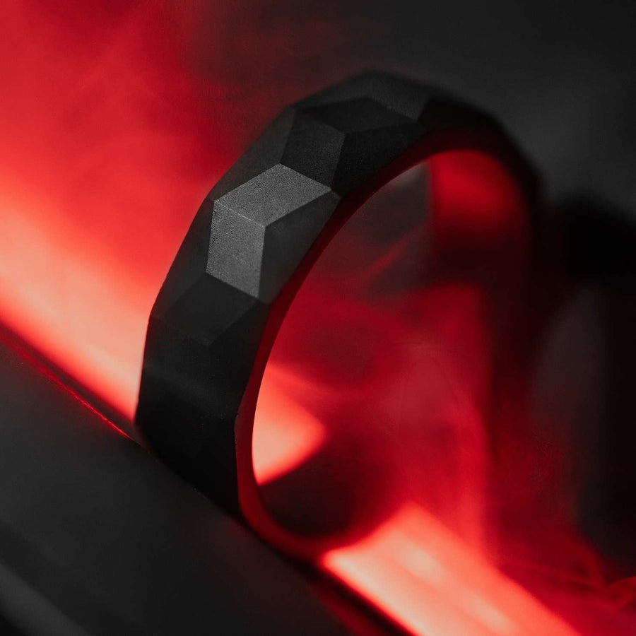 Matte Black Cube Ceramic Ring